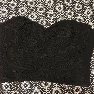 Black H&M Embroidered crop / bustier Tube top Super Flattering
